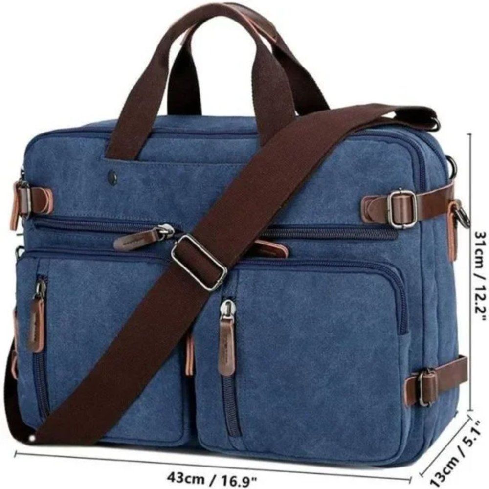 NEW Convertible Briefcase Backpack Blue - Picture 5 of 9